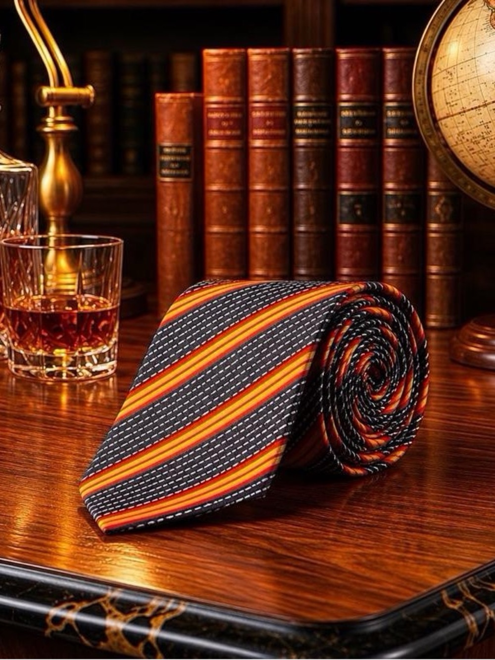 COOGI Red/Purple Medallion Micro-Pattern Tie & Diagonal Stripe Pattern Tie (2) - Picture 6 of 9